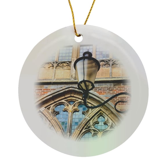 3drose, Netherlands, Holland, Amersfoort. Lantern in Medieval Old Town., Circle Porcelain Ornament