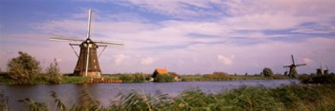 Netherlands Holland windmills Canvas Art - Panoramic Images (18 x 6)