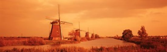 Netherlands Holland windmills Canvas Art - Panoramic Images (36 x 12)