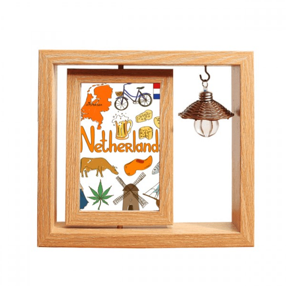 Netherlands Landscap Animals National Flag Wooden Rotating Picture Photo Frame 4x6