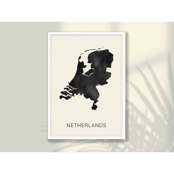 Netherlands Map Wall Art Print, Minimalist Dutch Travel Decor