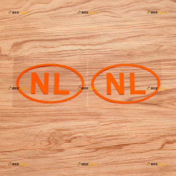 Netherlands NL Oval Country Code Sticker Decal Vinyl - 2 Pack Orange 4" - For Car Boat Laptop Cup No Background Die-cut