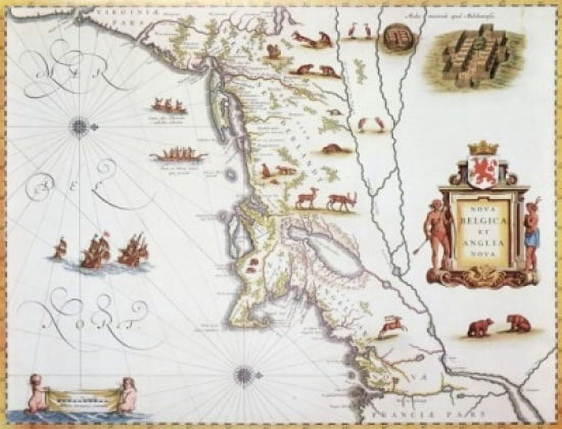 Netherlands & New England 1635 Maps Canvas Art - (24 x 36)