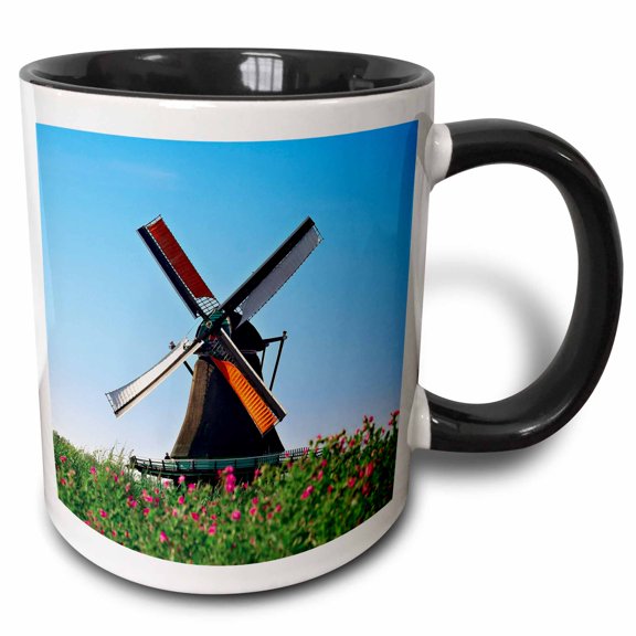 3drose, Netherlands, North Holland, Zaanse Schans, Windmills - Eu20 Mgl0059 - Miva Stock, 11oz Two-tone Black Mug