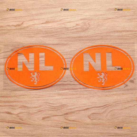 Netherlands Oval NL Country Code Sticker Decal Vinyl - 2 Pack Orange 6" - For Car Boat Laptop Cup No Background Die-cut