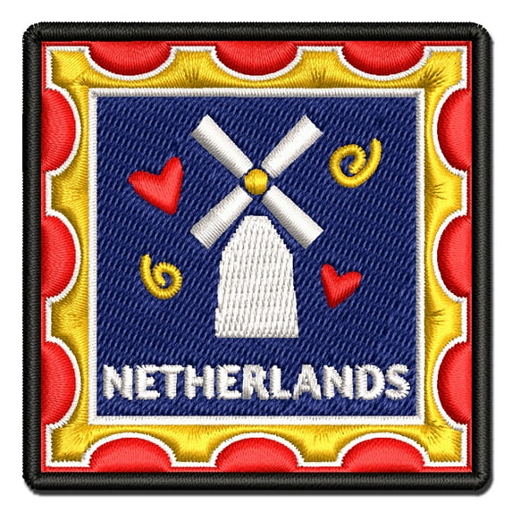 Netherlands Passport Travel Applique Multi-Color Embroidered Hook & Loop Patch - 2.5 Inch Small