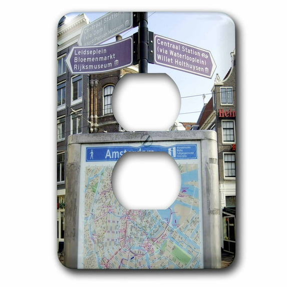 3dRose, Netherlands, South Holland, Amsterdam, Street Map - EU20 JEN0182 - Jim Engelbrecht, 2 plug outlet cover