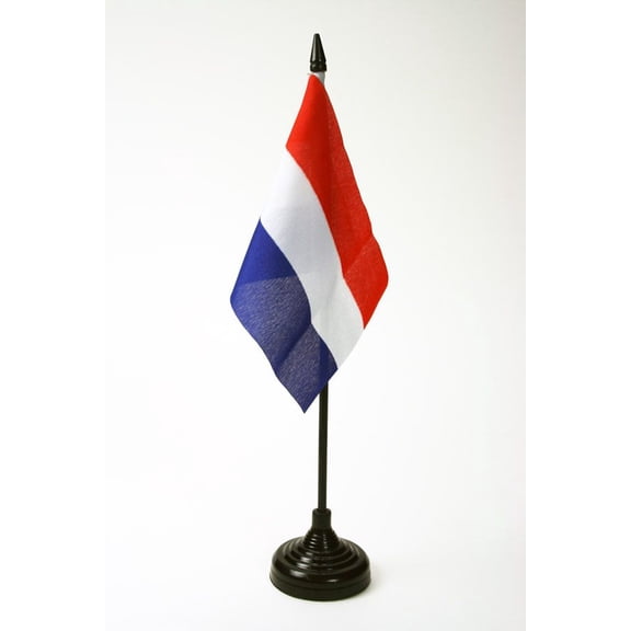 Netherlands Table Flag 4'' x 6'' plastic stick and base