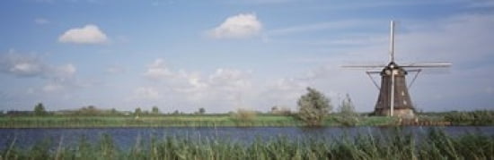Netherlands Traditional windmill in the village Canvas Art - Panoramic Images (36 x 12)
