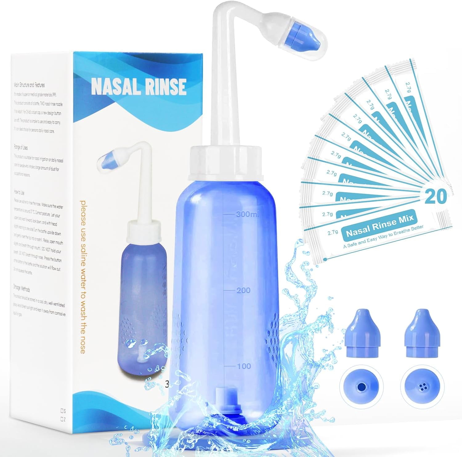 Neti Pot Sinus Rinse Bottle Gentle Nasal Wash Bottle Nose Cleaner for