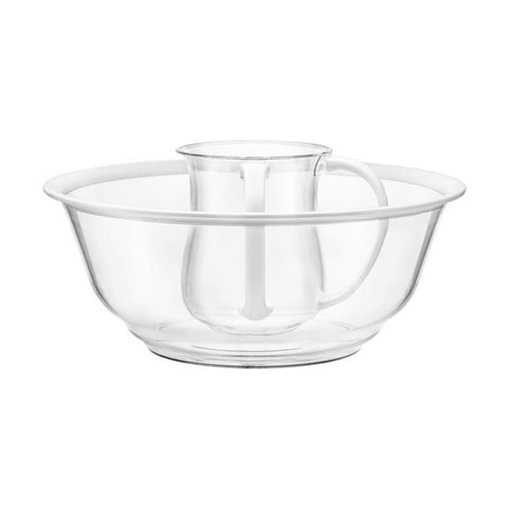 Netila 60549 Acrylic Washing Cup Set with White Rim, Clear