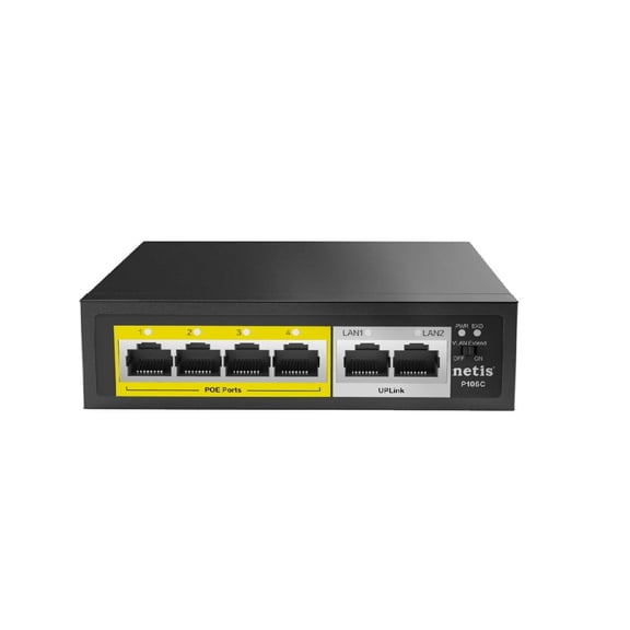 Netis P106C 4 POE+2 Uplink 100M Ethernet POE/ POE+ Switch | POE Budget 65W