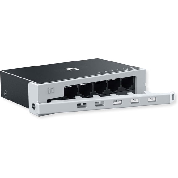 Netis ST105D 5 Port Fast Ethernet Switch, for Home Office Networking, Attached Safety Lock, Plug and Play, Steel Housing