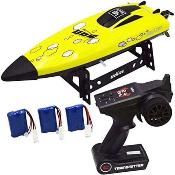 Netjett 2.4GHz 25KMPH Blomiky High Speed Yellow Radio Control Boat for Lakes Pool & River Extra 2 Battery