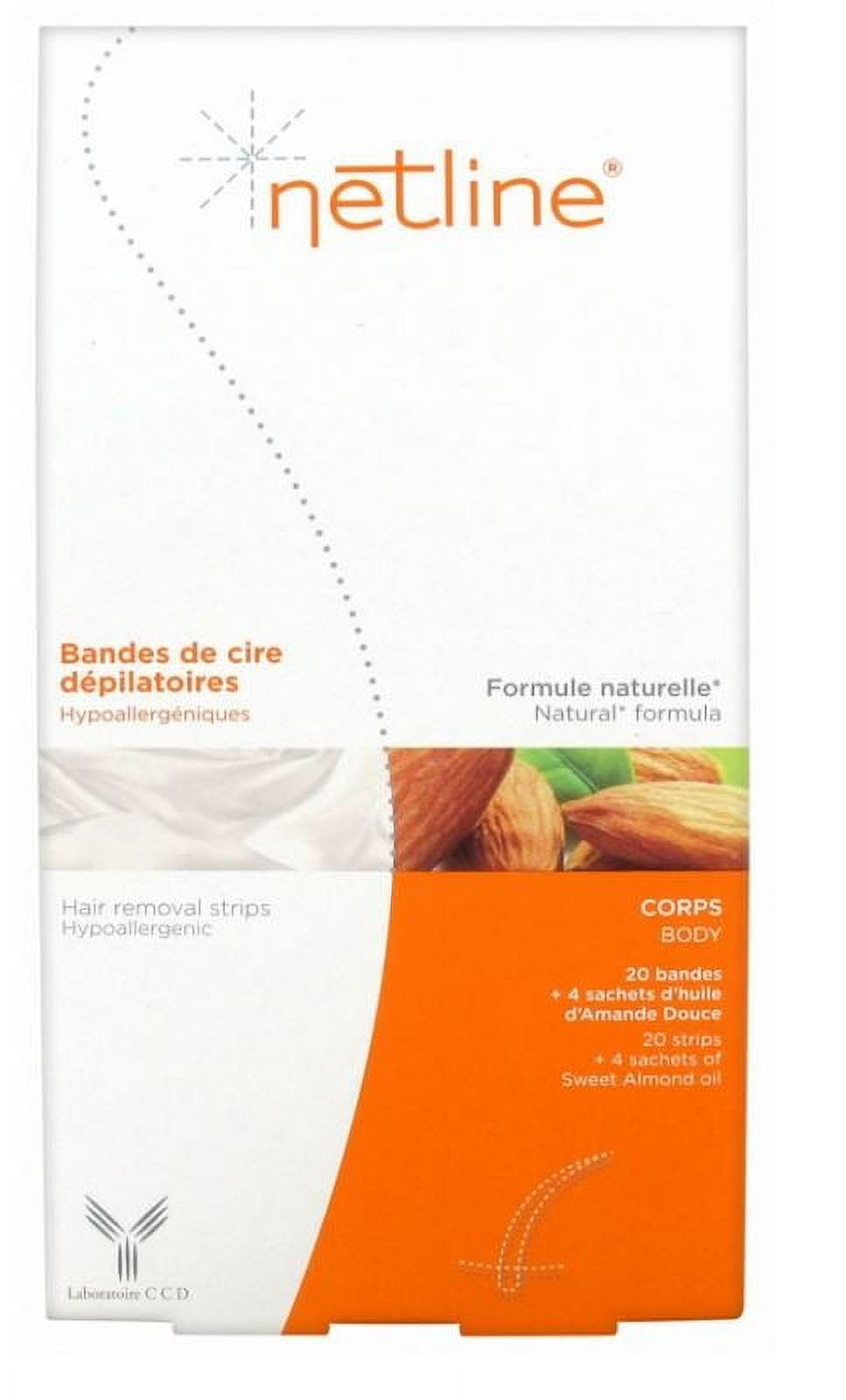 Netline Hair Removal Strips for Body Box of 18 strips + 4 oil sachets