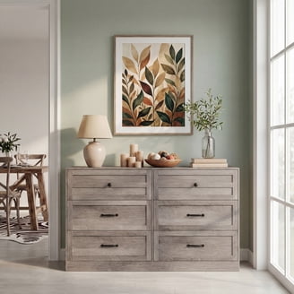 grey wood dresser walmart Gymax 6 Drawer Dresser Tall Wooden Chest of Drawers w/ Metal Drawer Guide  Rails Grey