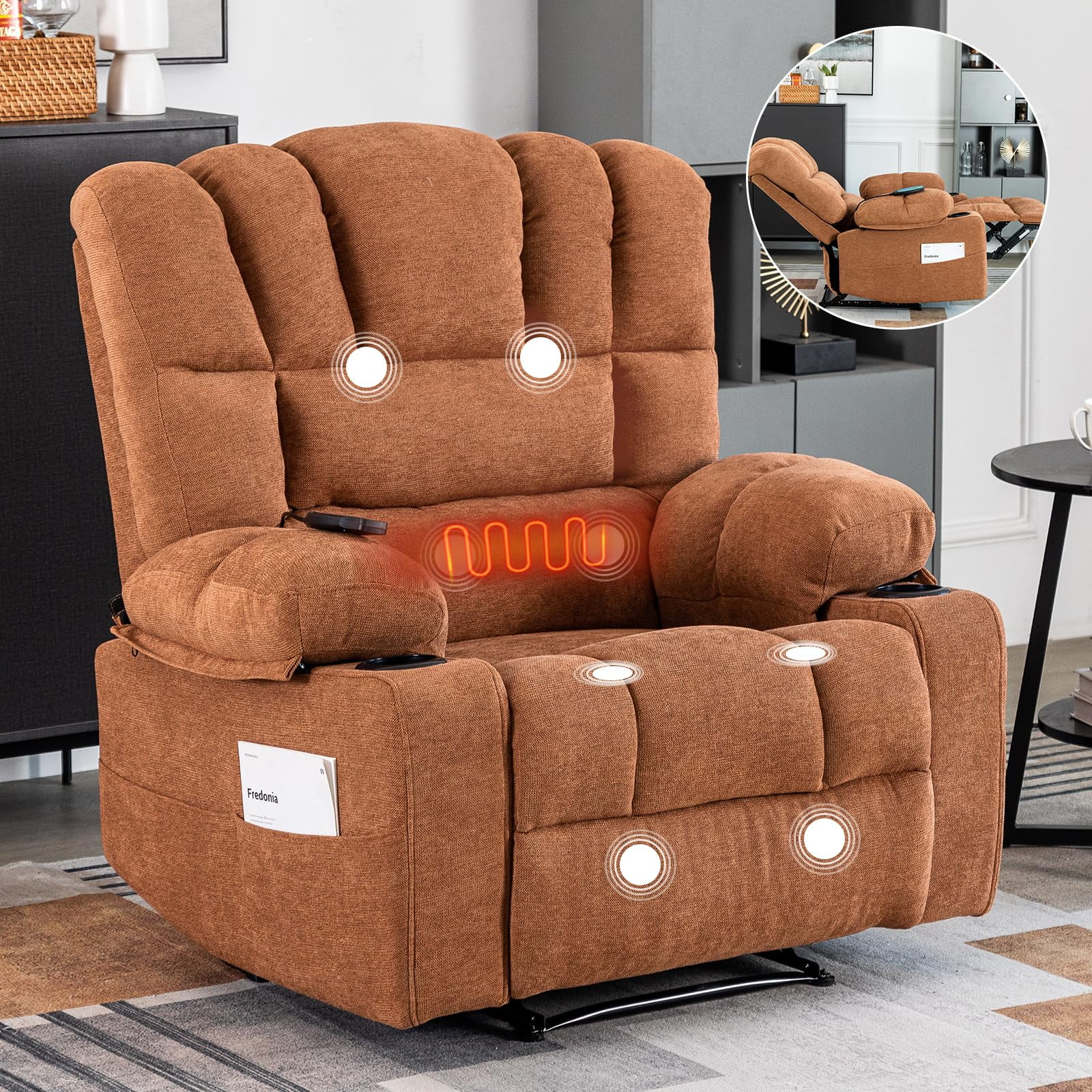 Netrum Oversized Recliner Chairs for Adults & Elderly,8 Point Power