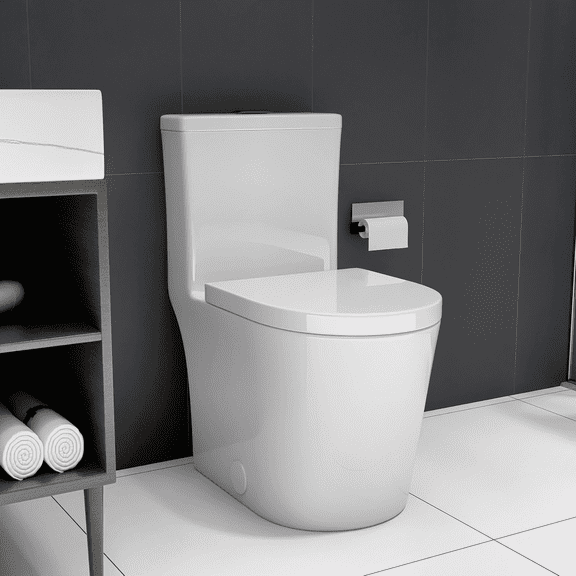 Netrum Small Compact One Piece Toilet,Dual Flush Toilet 0.8/1.6 GPF Water Saving,Modern Porcelain Toilet Comfort Seat Height (Seat Included),White