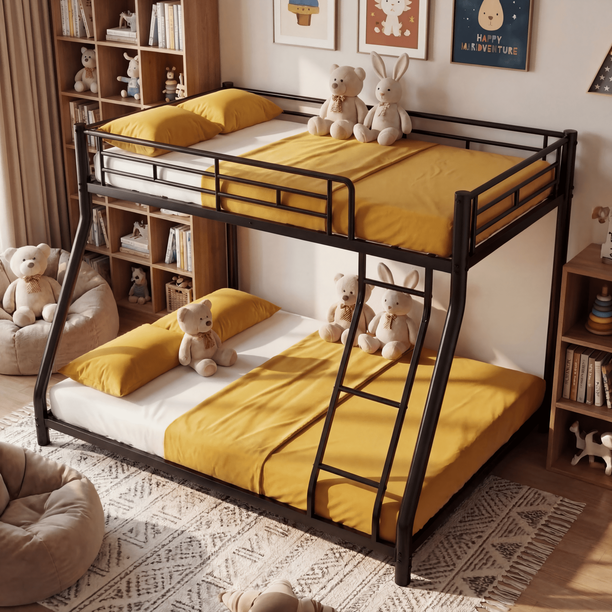 Netrum Twin over Full Bunk Bed,Heavy Duty Metal Low Profile Bunk Beds ...