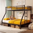 thumbnail image 1 of Netrum Twin XL over Queen Bunk Bed for Adults,Heavy Duty Metal Bunk Beds Frame with Wall Fastener Screws,Ladder & Full-Length Guardrail,Black, 1 of 11
