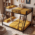 thumbnail image 1 of Netrum Twin over Full Bunk Bed,Heavy Duty Metal Low Profile Bunk Beds Fram with Ladder & Safe Guardrail,Bunk Bed Twin over Full for Teens Adults,No Box Spring Needed,Black, 1 of 9
