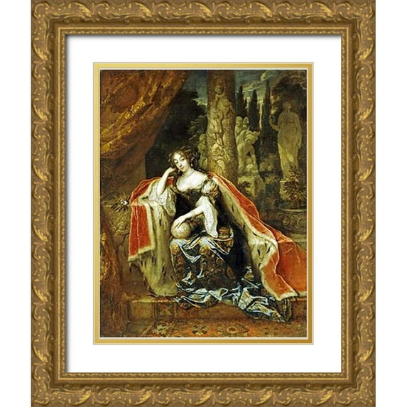 Netscher, Caspar 15x18 Gold Ornate Wood Framed with Double Matting Museum Art Print Titled - Portrait of Queen Mary Stuart II