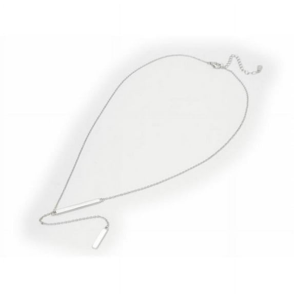 Netsilver Silver Rhodium Plated Short Lariet 2 Bars Necklace 16 in. Plus 2 in.