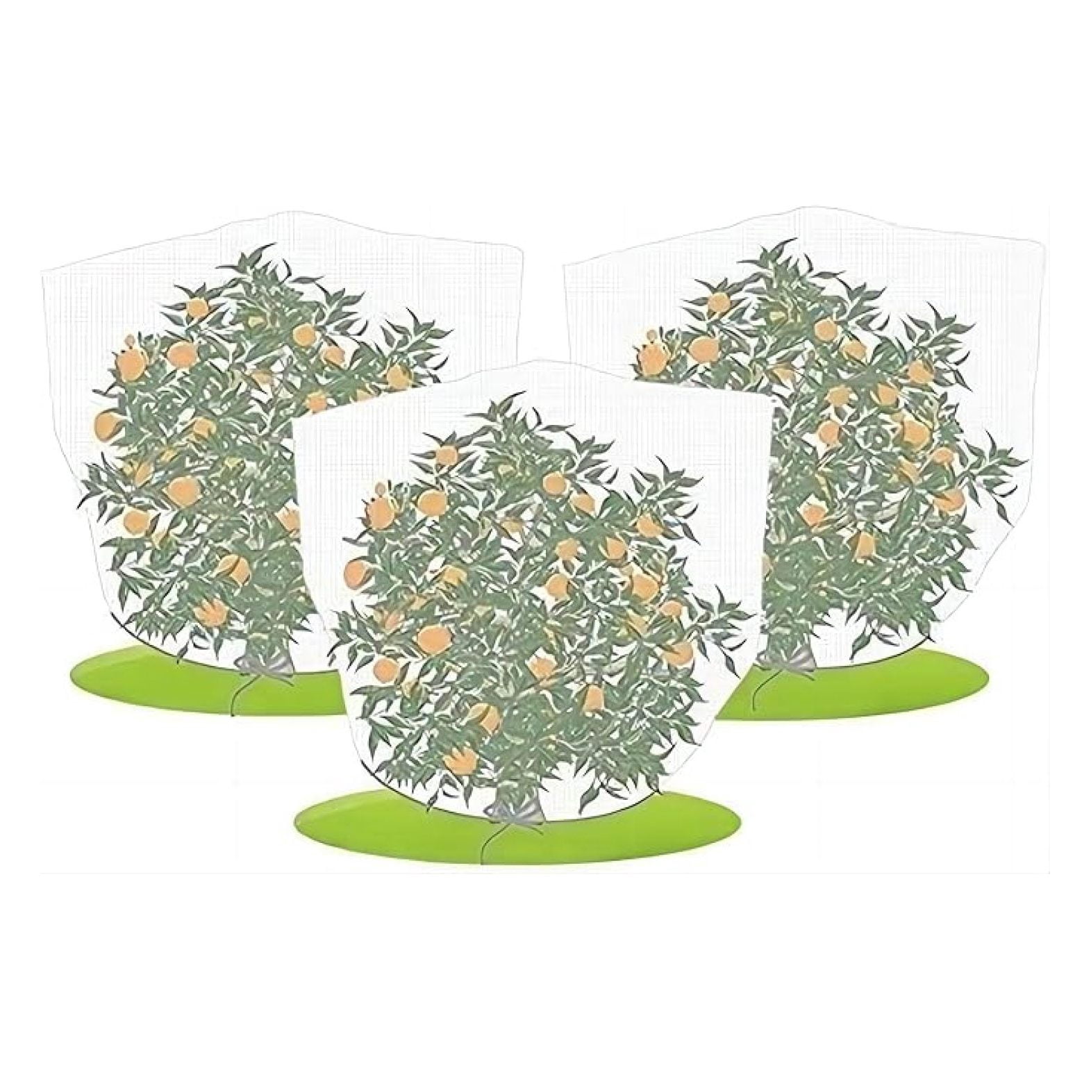 Netting 30" Hx60 W Garden Netting Insect Pest Barrier,Plant Cover Fruit Tree Netting Mesh Protection Bag with Drawstring,White,3 Pack