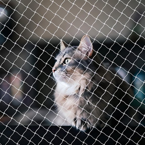 Netting for Balcony, Cat Netting Anti-Fall Mesh Fence, Anti Bird Netting for Garden/Balcony, Transparent Nylon Pet Mesh Fence for Dogs & Cat, Pet Safety Net for Balcony/Stairs/Window - 10x16Ft