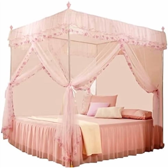 Netting Full Size Exquisite Princess for Net Screen Bed Canopies Drapes Curtains Netting Canopy(Pink, 120 * 200 * 200)$$Bedding