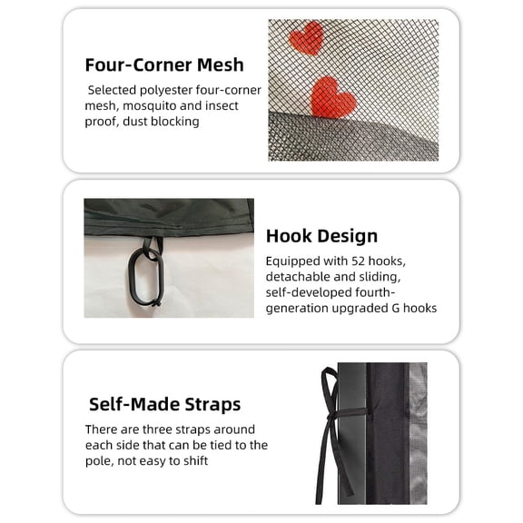 Netting for Patio,And Chairs Mesh Net 4-panel Universal Canopy Patio And Screen Walls With 4-panel Patio Breathable Tables Mesh Chair And Umbrella Screen With Zipper Patio Canopy Patio Patio