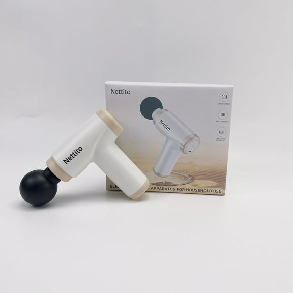 Nettito Electric Massage Gun for Deep Tissue Relief  Handheld Percussion Massager, Quiet and Portable, Multiple Attachments for Home Use