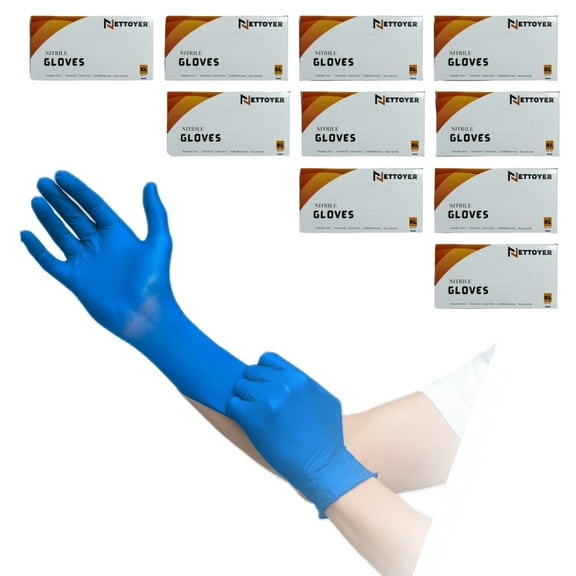 Nettoyer Heavy Duty Premium Disposable Nitrile Gloves, 6mil, Non-Sterile, Powder & Latex Free, Textured, and Ambidextrous. Case of 1,000, Large, Blue