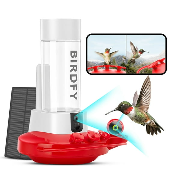 Netvue Birdfy® Hummingbird Feeder with Camera, 2K - Dual Camera Hummingbird Feeder, Lifetime Free AI Identify HummingBird, Solar Panel, Ant Moat