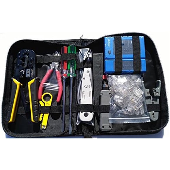 Network Cable Punch Down Tool Kit Network/Phone Tester RJ11/RJ12/RJ45 Crimper Cutter Pliers Screwdrivers with Case$$Tools & Hardware Other