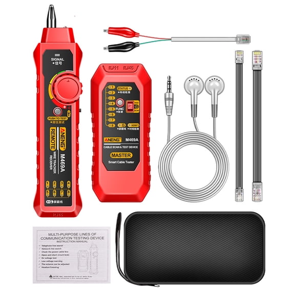 Network Cable Tester,Cable -interference Find Check Line And Check Network Line And Find Point Network Cable Line And Check Point Of Network Point Of Tester Siuke M469a Red