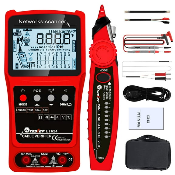 Network Cable Tester,Display With Poe Handheld Portable 2in1 Cable Tester Portable 2in1 Network Cable Sensitivity Adjustable Circuit Open Circuit Buzhi Adjustable Network Circuit Hxber Me