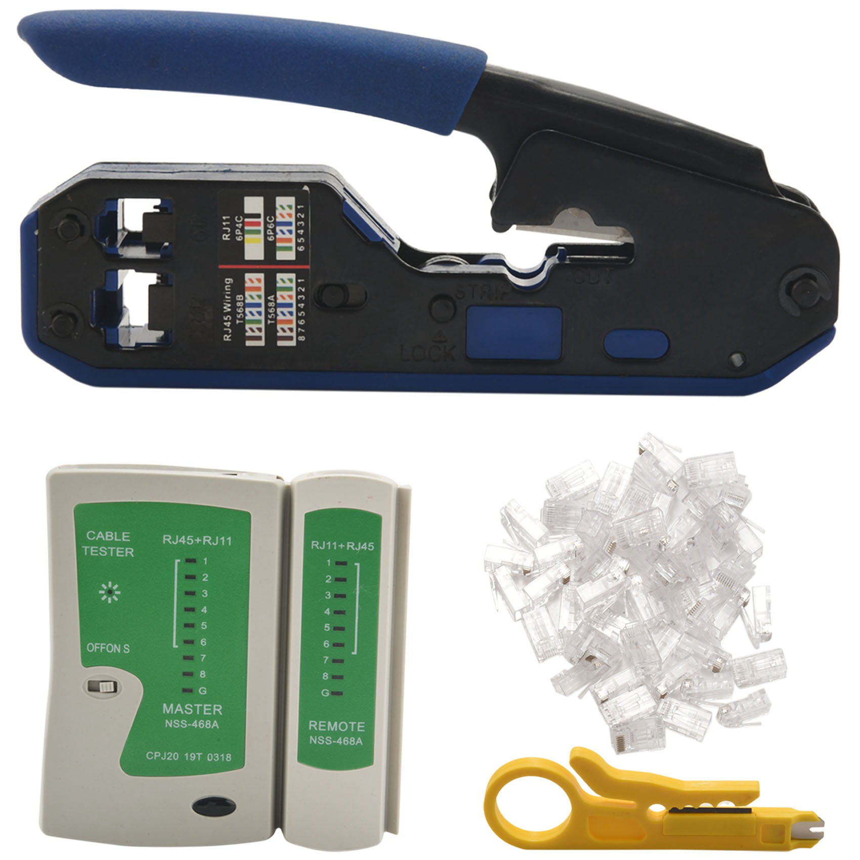 Network Cable Tester RJ45 Crimp Tool Kit CAT5 CAT5E CAT6 Crimping Tool