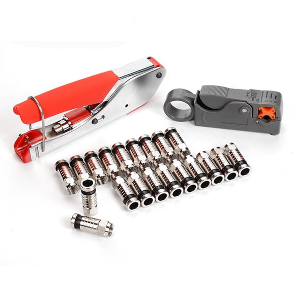 Network Cable Tool Set Crimping Pliers Set Coaxial Cable Press Pliers Adjustable Wire Stripper With 20pcs F-connector