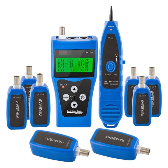 Network LAN Cable Tester Phone Wire Tracker LCD RJ45 BNC Scanner 8 Identifiers ,Fast Responses