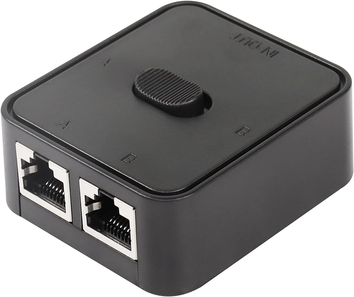 Network Switch 2 Ports,RJ45 Network Key-Press Switch Splitter Selector Box,100M 2-in 1-Out or 1-in 2-Out 2 Port Network Hub (Black)