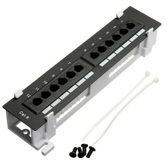 Network Tool Kit 12 Port CAT6 Patch Panel RJ45 Networking Wall Mount Rack with Wall Mount Bracket,1 x Patch Panel