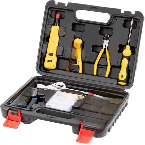 Network Tool kit, Cat6 Cat5e Cat5 Crimping Tool RJ45 Crimp Tool kit, Pass Through rj45 Crimper, Wire Tracker, 110/88 Punchdown Tool, Cat6 Pass Through Connectors