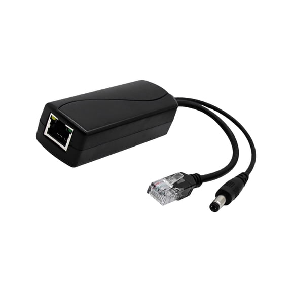 Networking Cable Power Splitter 48V to 12V Power Over Ethernet Splitter for Monitoring Device Heat Resistant Plastic Case Safety Protections