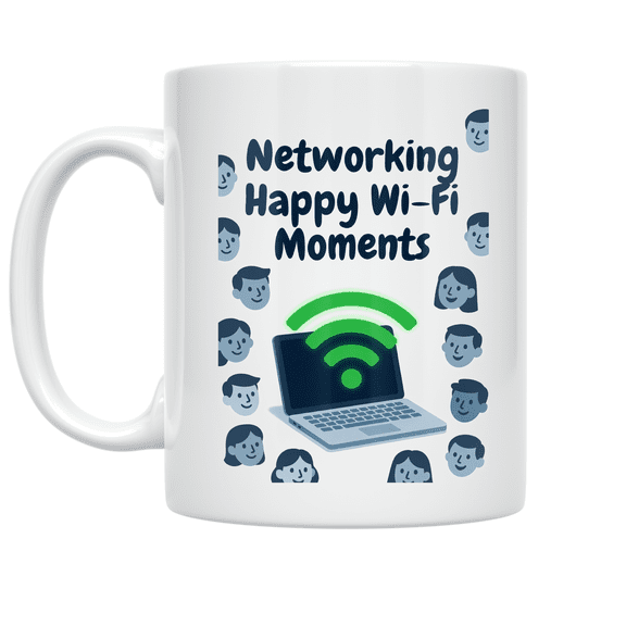 Networking Happy Wi-Fi Moments - Freelance Networking Enthusiast - 11 oz Ceramic Coffee Mug