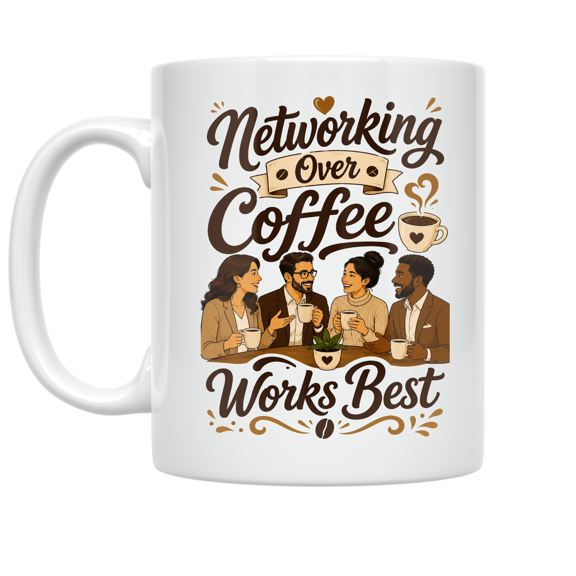Networking Over Coffee Works Best - Networking Enthusiast - 11 oz Ceramic Coffee Mug