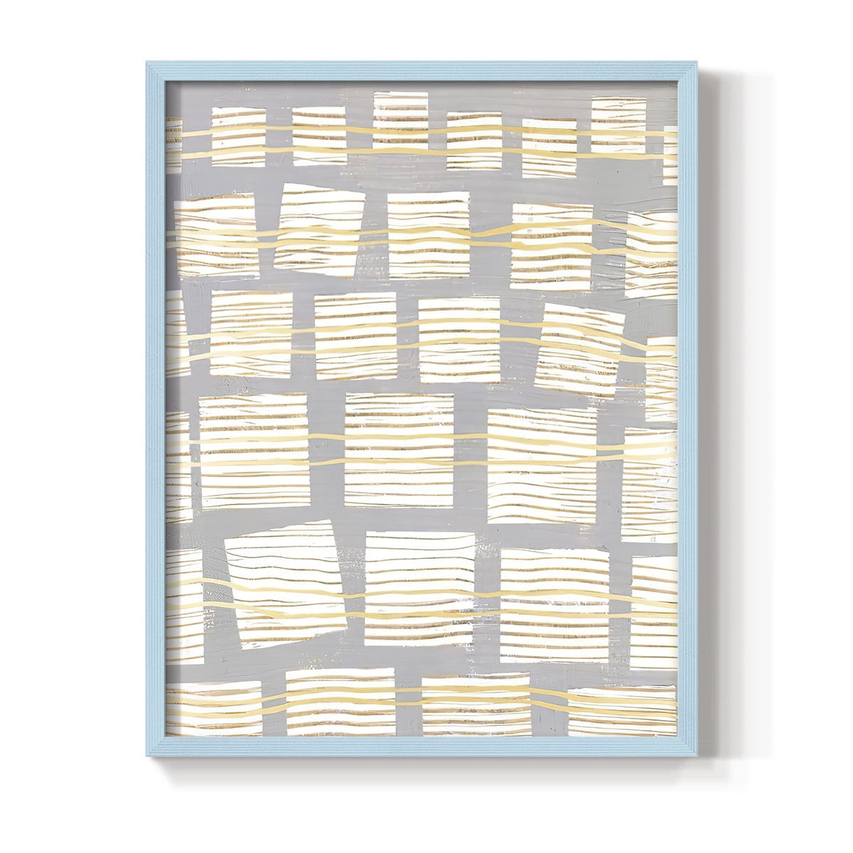 Networks I Framed Print in Blue Solid Wood Framed Print No Nail Hanging