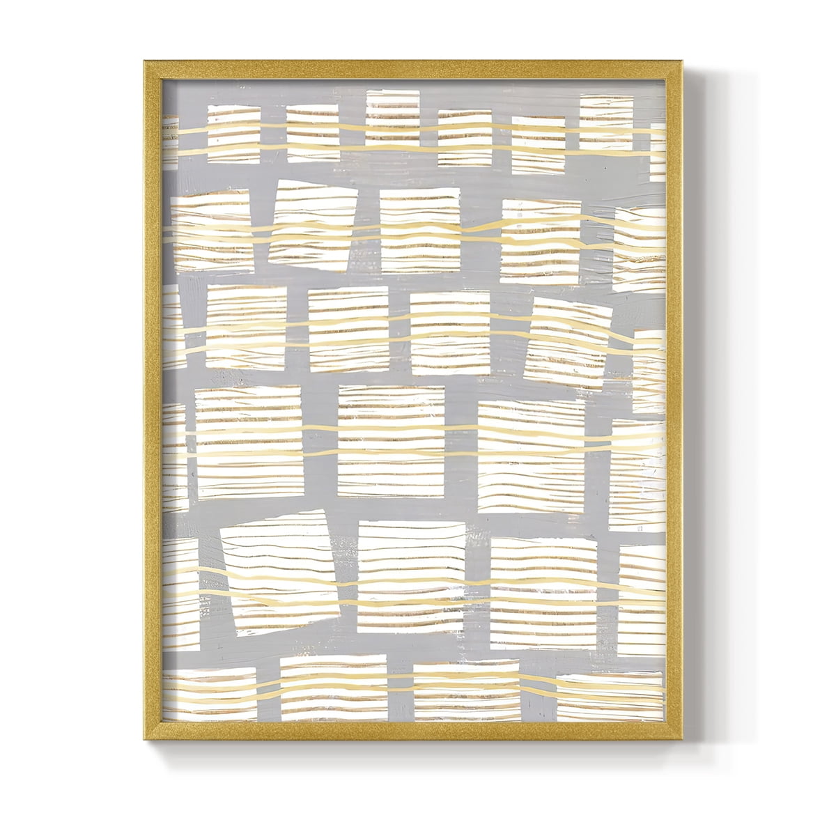 Networks I Framed Print in Gold Solid Wood Framed Print No Nail Hanging