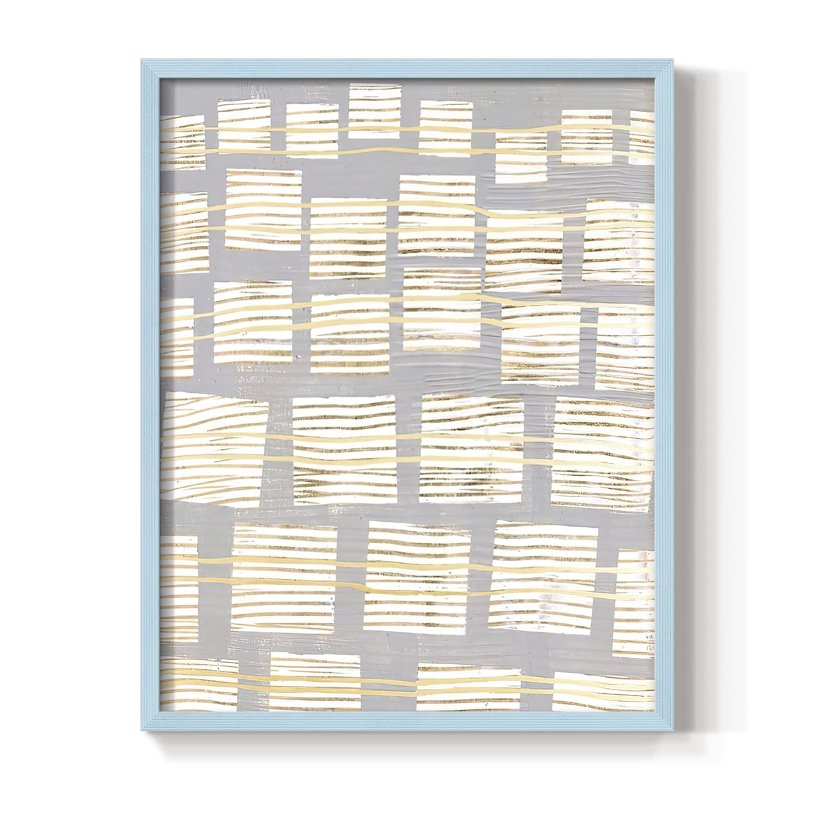 Networks II Framed Print in Blue Solid Wood Framed Print No Nail Hanging