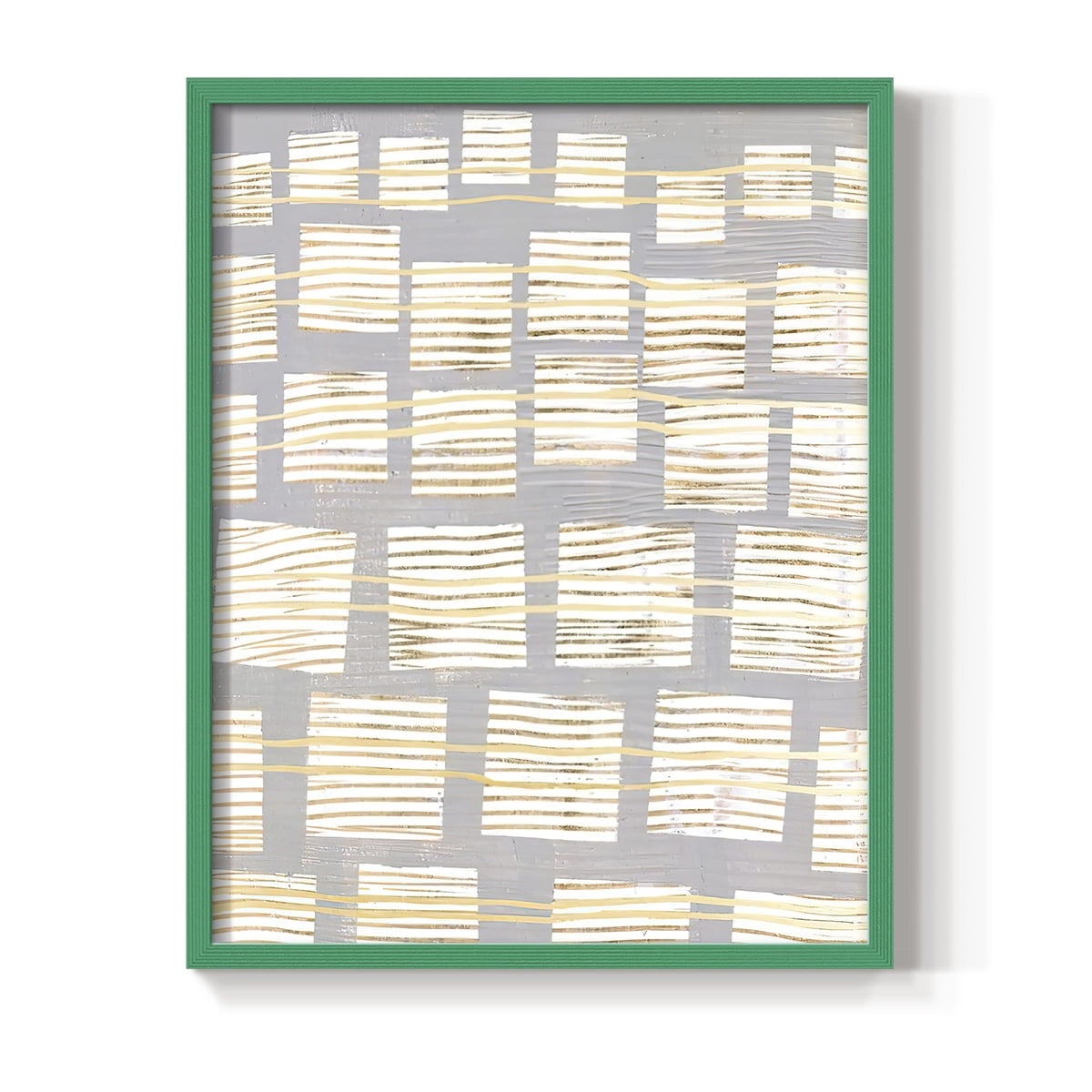 Networks II Framed Print in Green Solid Wood Framed Print No Nail Hanging